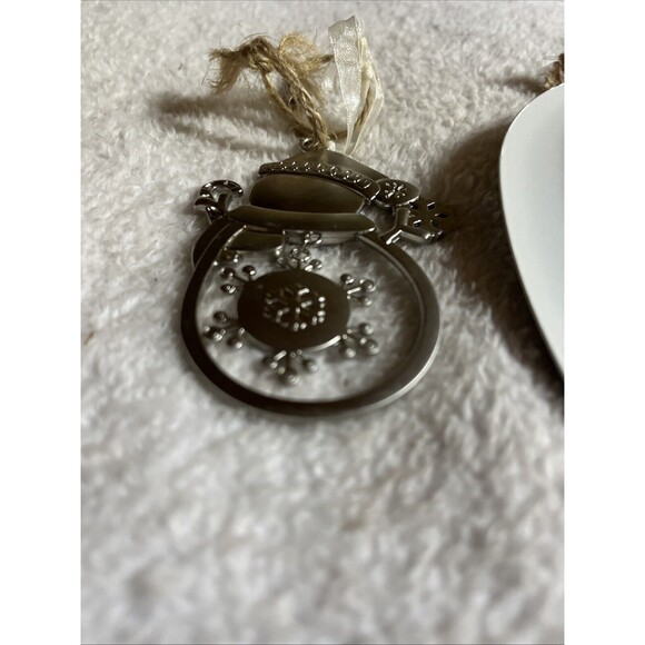 Lot of 2 Letter 'D" Ornaments Glitter Snowman & Plaid Burlap Letter - Picture 10 of 10